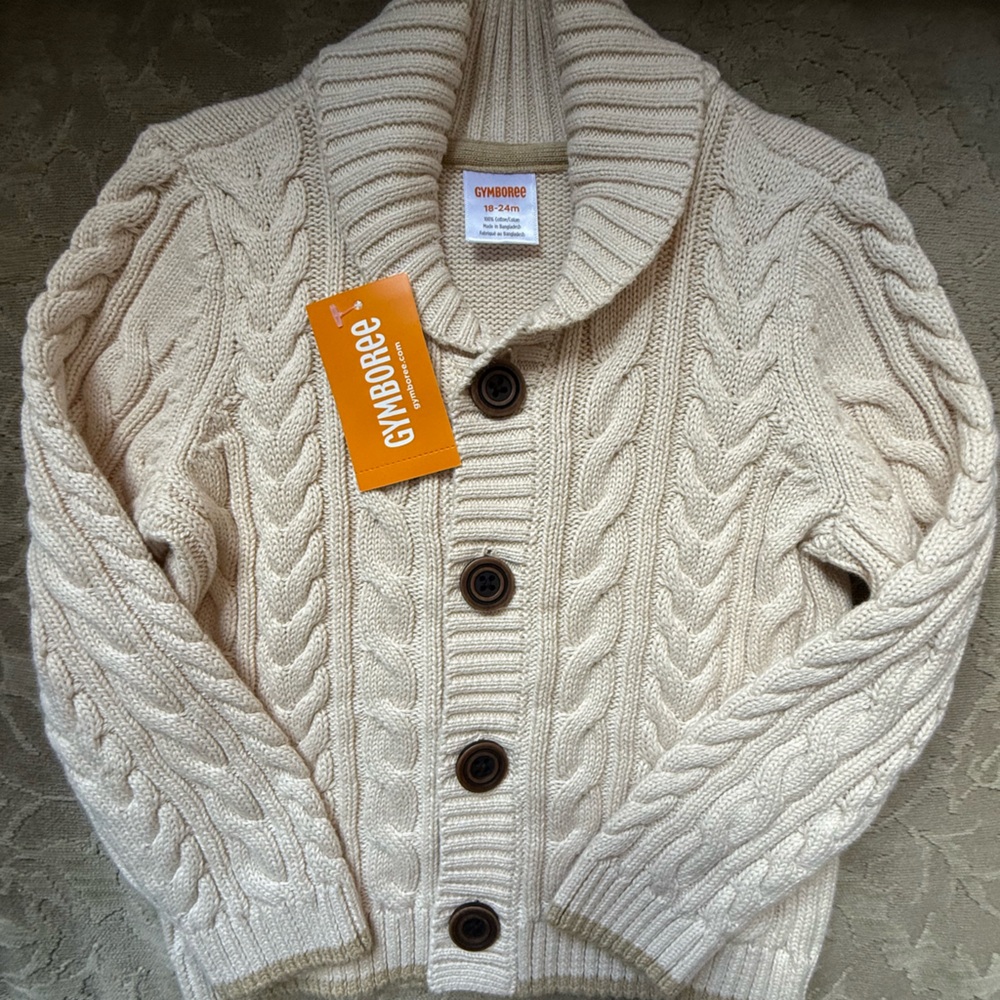 Gymboree Beige Cable Knit Cardigan